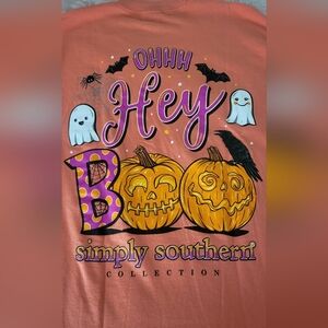 Simply Southern LS Women's Shirt Size L HALLOWEEN Orange Pumpkins Ghost